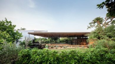 Semi-Outdoor Wooden House Weld The Court Wide Open Harmonious With Nature