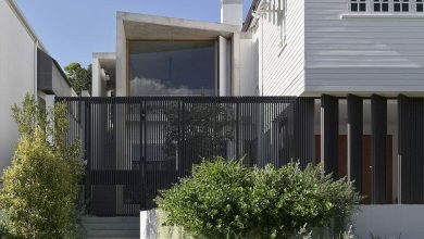 Two Storey Design House Bare Plaster Cut With Woodwork Contemporary Style