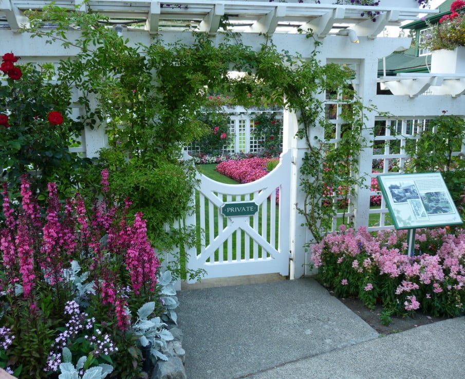 Beautiful entrance arbor at a commercial property